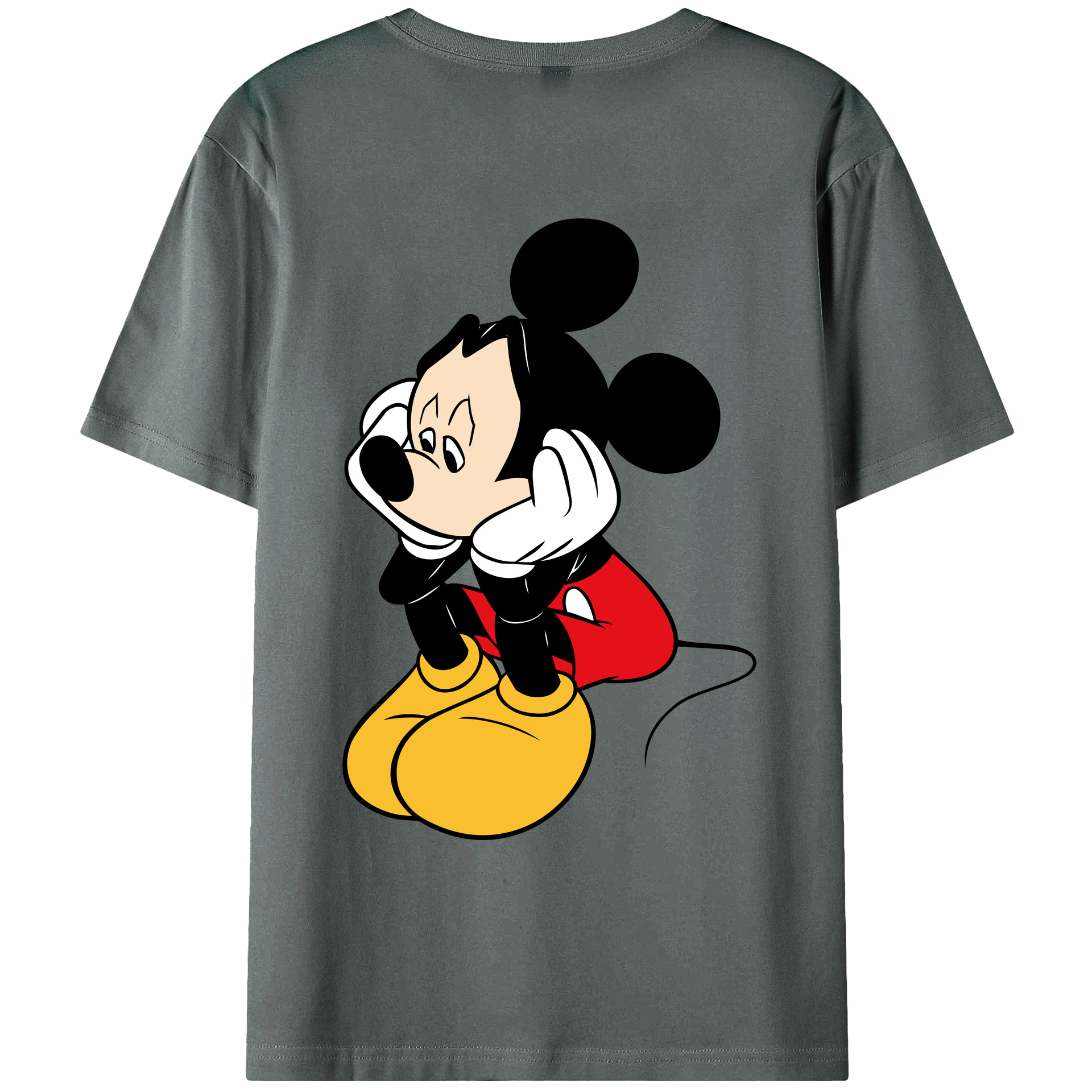 ミッキーマウス Mickey Mouse 綿100％ メンズ半袖Tシャツ（バックプリント） 通気性
